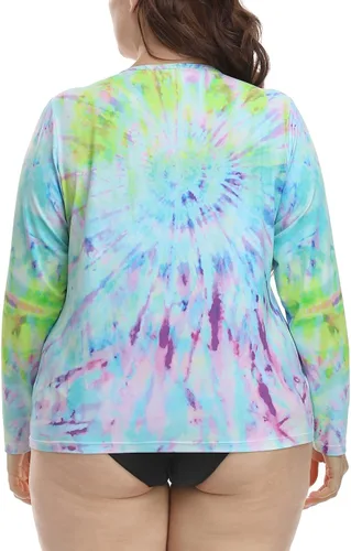 Vista 5 de HDE Camiseta de natación de manga larga de secado rápido UPF 50 para mujer, talla grande