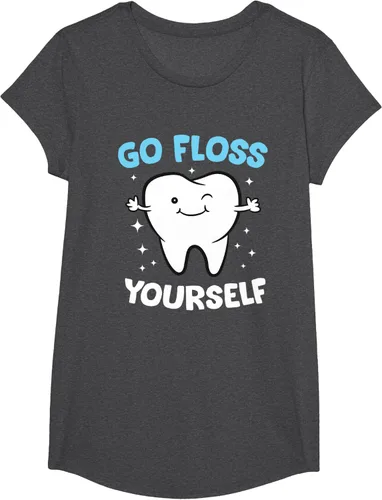 Vista 47 de Camiseta higienista dental, asistente dental, Go Floss Yourself dentista, Negro, S
