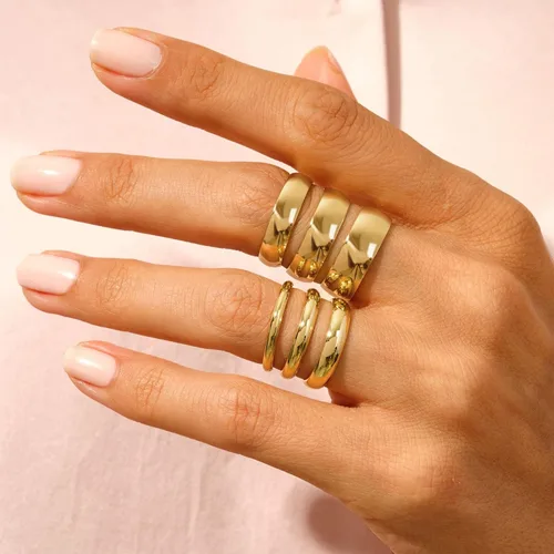 Vista 8 de FUNEIA Anillo de oro de 14 quilates para mujeres y hombres, 0.079 in, 0.118 in, 0.157 in, 0.197 in, 0.236 in, 0.315 in, 0.394 in, anillos de boda