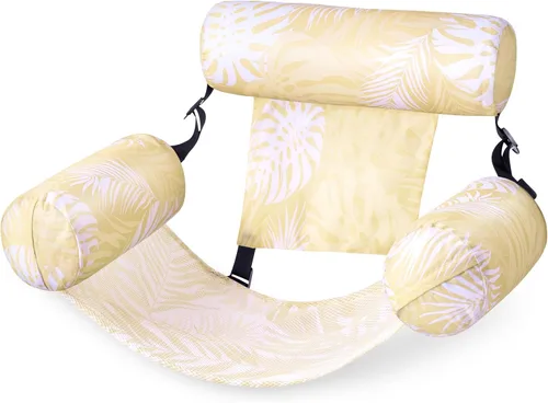 Vista 10 de Sloosh Sillas flotantes de piscina para adultos, sillas inflables de piscina, hamaca flotante con patrón de plantas para adultos, flotadores