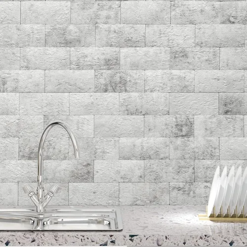 Vista 3 de Art3d Paquete de 102 protectores contra salpicaduras para despegar y pegar Piedra natural blanca