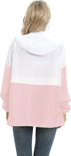 Vista 2 de Chaqueta casual para mujer, impermeable, ligera, con capucha, rompevientos, con bolsillos