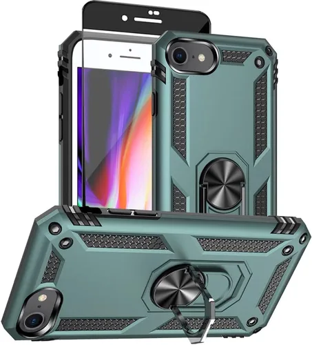 Vista 36 de Funda para iPhone 12/12 Pro, grado militar, anillo a prueba de golpes, verde militar
