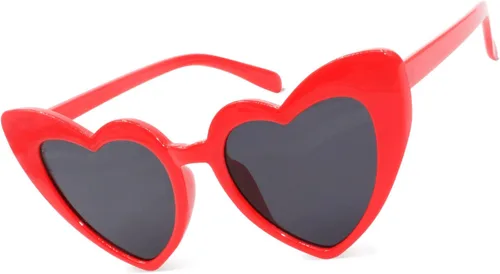 Vista 2 de Lentes de sol de moda con forma de corazón rosa para hombres y mujeres, paquete dúo de lentes retro para mamá y yo
