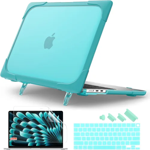 Vista 20 de Batianda - Funda resistente para MacBook Air de 15 pulgadas 2023-2026, color gris Ergonomic Foldable Stand Holds 22 lbs, TPU Bumper, Matte