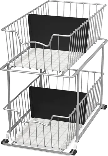 Vista 7 de Simple Houseware - Organizador de cajones con cestas de alambre de gabinete de 2 niveles, marrón