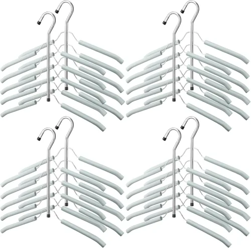 Vista 10 de Ripeng Percha para ropa que ahorra espacio, 8 paquetes 5 en 1, multicapa antideslizante, de metal resistente, de acero inoxidable, para suéteres