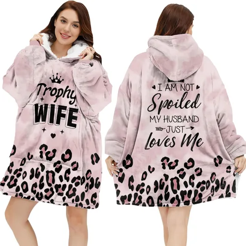 Vista 9 de Warmstorey Wearable Blanket Hoodie For Mom Wife - Best Wife Ever Hoodie From Husband Daughter Son - Birthday Mothers Day Gift