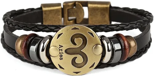 Vista 2 de Hamoery Pulsera de cuero de aleación punk para Constellation trenzada pulsera pulsera brazalete