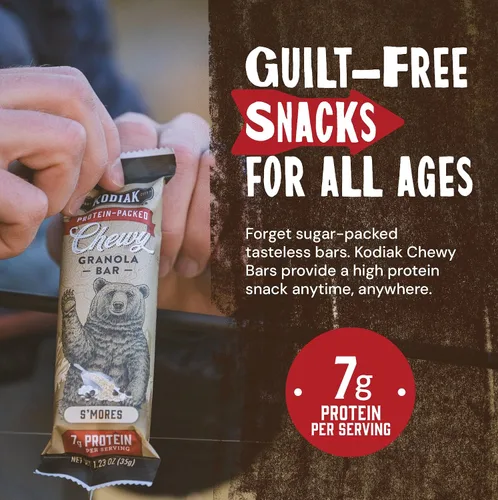 Vista 3 de Kodiak Cakes Barras masticables de granola, S'mores, altas proteínas, 100% granos integrales, 12 cajas con 5 barras cada una (60 barras en total)
