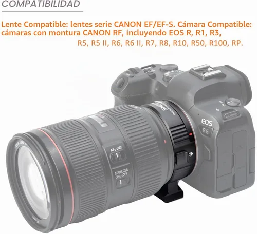 Vista 5 de Adaptador de montaje de lente EF-EOS R Convertidor de lente de enfoque automático compatible con lentes Canon EF/EF-S Series y cámaras EOS R, RP