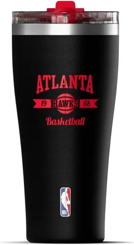Vista 2 de Hydrapeak Atlanta Hawks - Botella de agua de acero inoxidable aislada al vacío de 30 onzas con licencia oficial de la NBA, con tapa con popote, a