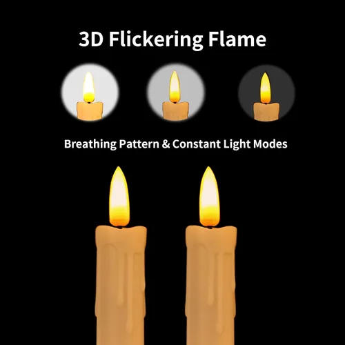 Vista 2 de YBU Velas cónicas sin llama con control remoto de 7 pulgadas, velas LED con temporizador de luz parpadeante, atenuador, velas de ventana a