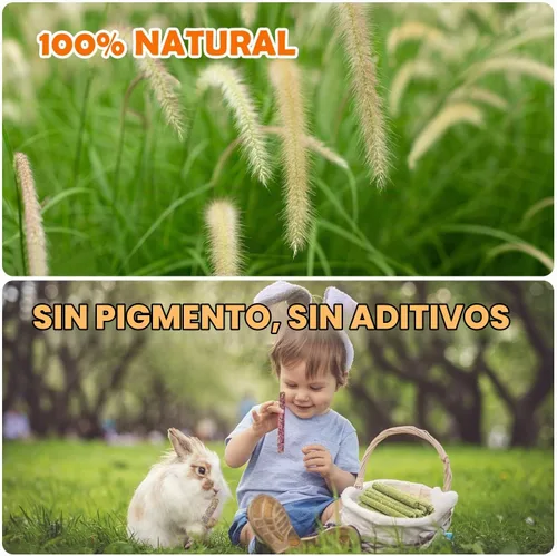 Vista 7 de Sofier Golosinas de Heno Timothy Juguetes para Conejos Juguetes para Conejitos Cobayo Hámster Masticables Naturales para Dientes Hechos a Mano