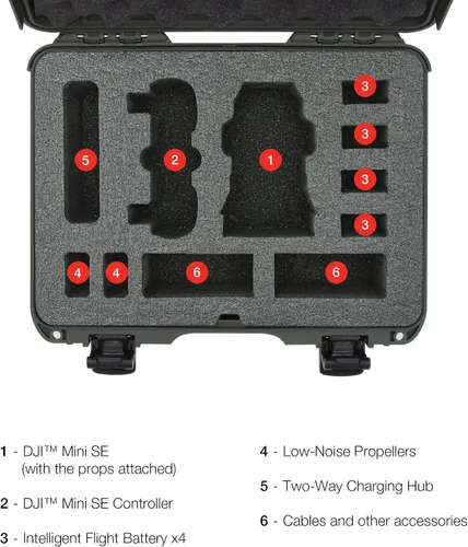 Vista 6 de NANUK Estuche rígido impermeable 910 con inserto de espuma para DJI Mini SE Fly More Kit - Olive, (910-MAVMSE6)