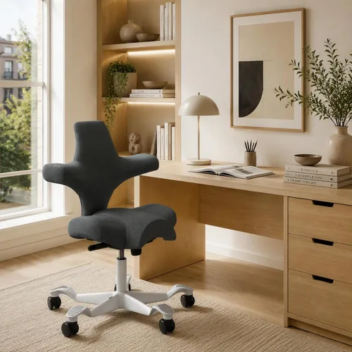 Vista 22 de HAG Capisco - Silla Sit to Stand con marco plateado, tapizada, color verde brillante Verde (Bright Green)
