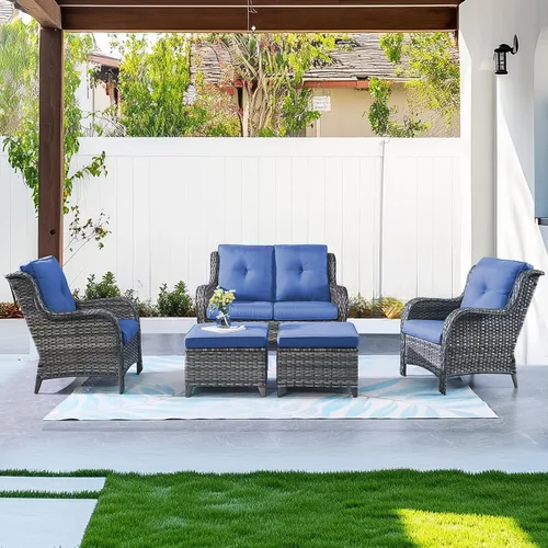 Vista 72 de Belord Mesa auxiliar pequeña para exteriores, mesa de mimbre de vidrio templado, mesa de centro impermeable para patio, mesa auxiliar de ratán