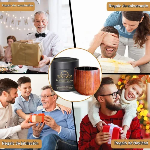 Vista 6 de HWISDMIG Vaso de madera carbonizada de 12 onzas, regalos de bourbon para 1 paquete carbonizado