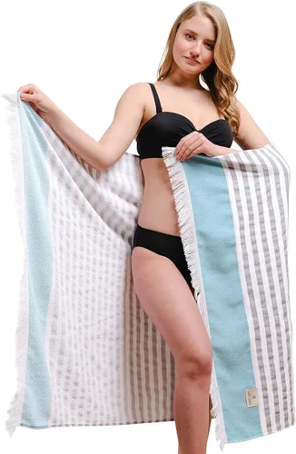 Vista 11 de American Soft Linen Toallas de playa peshtemal turcas 100% algodón, tamaño 35 x 60 pulgadas, paquete de 4 toallas de natación para toallas de playa