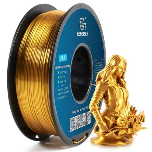 Vista 31 de GEEETECH Filamento PLA de color dorado sedoso de 0.069 libras, filamento de seda brillante para impresora 3D, carrete de 2.2 libras, precisión