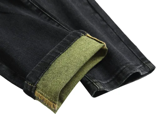 Vista 7 de Jeans ajustados y elásticos para hombre, jeans rectos rasgados a la moda para hombre, pantalones de mezclilla lavados vintage