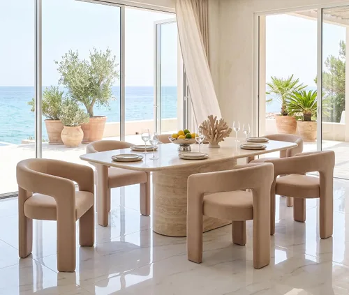 Vista 21 de RIVOVA Silla de comedor moderna de barril, silla lateral acolchada en lino con brazos cómoda para tocador, silla para comedor, sala de estar