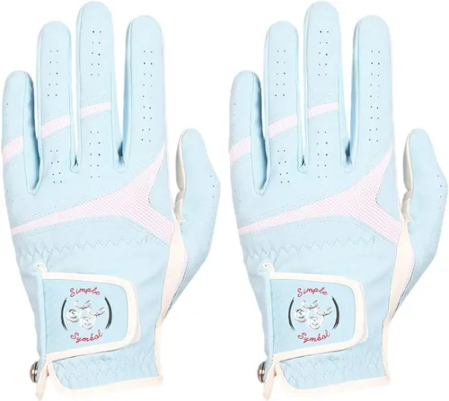 Vista 24 de Guantes de golf para hombre, cuero sintético de alta calidad, agarre estable, paquete de dos