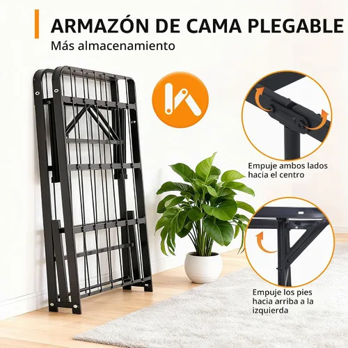 Vista 4 de BestMassage Marco de cama individual Metal Láminas de acero resistentes con 6 patas Resistente, plegable, no necesita somier Fácil