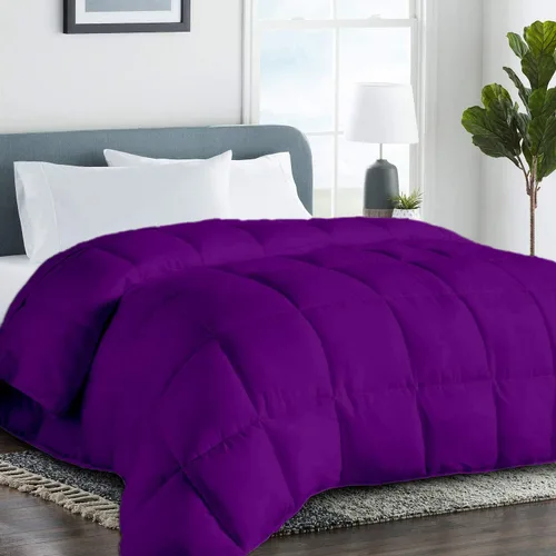 Vista 14 de Edredón de algodón alternativo hipoalergénico para todas las estaciones, ultra suave, relleno 750, tamaño individual XL, mide 68 x 92 pulgadas, Negro
