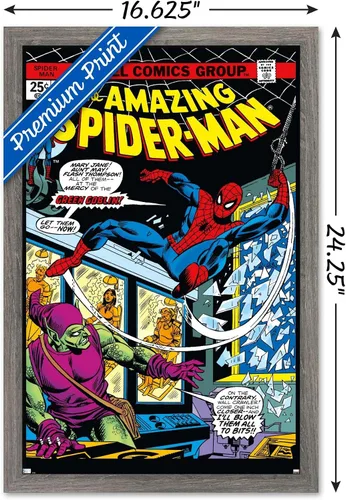 Vista 3 de Marvel Comics Spider-Man - Póster de pared Amazing Spider-Man #137, 22.4 pulgadas de largo x 14.7 pulgadas de ancho, versión enmarcada de madera