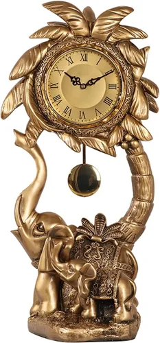 Vista 11 de SUNESA Reloj de mesa, reloj de péndulo, escritorio, elefante, reloj de escritorio, adornos, hogar, sala de estar, retro, de madera, reloj de 1