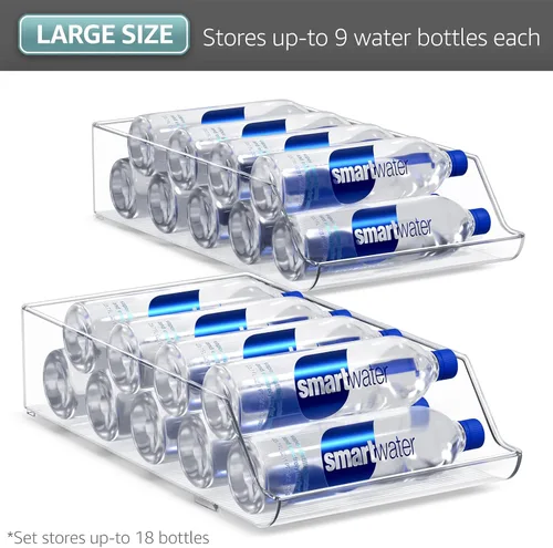 Vista 7 de Sorbus Paquete de 2 organizadores de botellas de agua y latas, soporte para bebidas para refrigerador, despensa, almacenamiento y organización