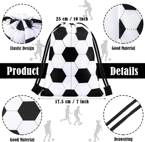 Vista 2 de Shappy 24 bolsas deportivas pequeñas con cordón, bolsa de caramelos, bolsas de regalo para fiestas deportivas (fútbol, 6.9 x 9.8 pulgadas)