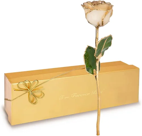 Vista 12 de Forever Rose Sumergido a mano en oro de 24 quilates, piedra natal de junio Perla de junio
