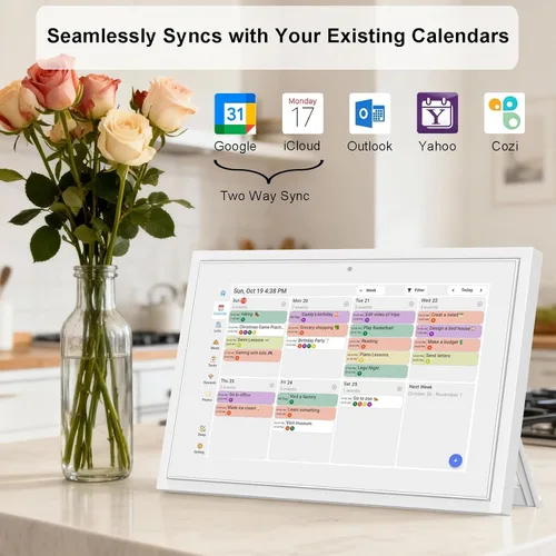 Vista 5 de Calendario digital con pantalla táctil WiFi de 10,1 pulgadas Blanco