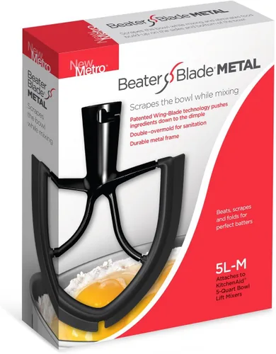 Vista 10 de New Metro Design Beater Blade Metal TH-M Compatible con KitchenAid 4.5-5 Qt Batidora de pie inclinable, color negro