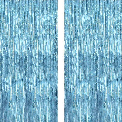 Vista 9 de Twinkle Star - Paquete de 2 telones de fondo para cabina de fotos, cortina de papel aluminio con flecos de oropel, fondo ambiental, decoración