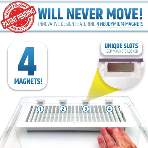 Vista 5 de Potente extensor de ventilación magnético para piso debajo de los muebles, resistente y duradero, imanes de neodimio superfuertes (diseño mejorado)