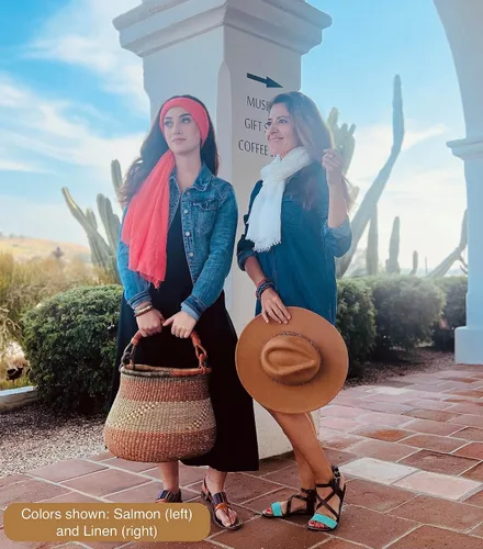 Vista 7 de Humble Hilo Bufanda de gasa de algodón tejido para mujer, estilo bohemio, chal, envoltura para la cabeza con borde con flecos, ligera, pliegues