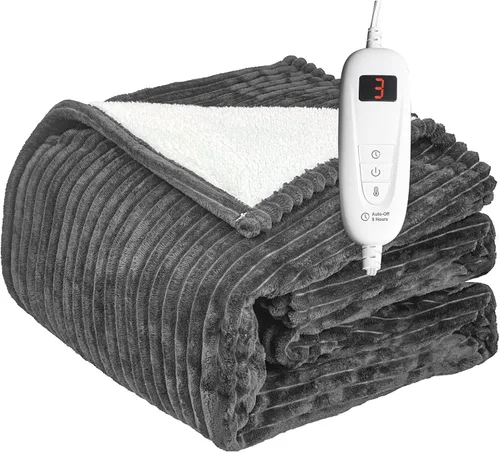 Vista 9 de Manta eléctrica Tefici: manta eléctrica térmica de 50 x 60 pulgadas, 6 niveles de calefacción rápida, apagado automático de 1 a 4 horas, de franela
