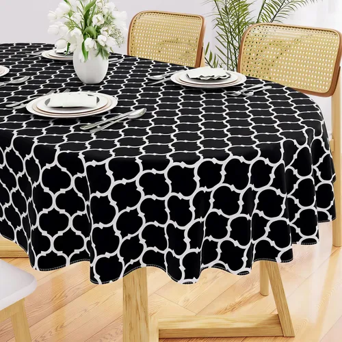 Vista 28 de Smiry - Mantel cuadrado de vinilo impermeable con respaldo de franela para mesas cuadradas, manteles de plástico lavables a prueba de derrames