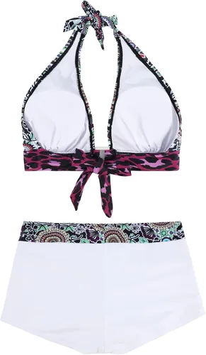 Vista 6 de Zando Traje de baño de dos piezas para mujer, traje de baño atlético con push up, traje de baño con pantalones cortos, traje de baño deportivo