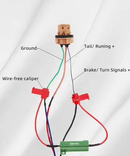 Vista 2 de 4 piezas de resistencias de carga, adaptador parpadeante de resistencia de señal de giro LED con cable y clip, kit de conversión de resistencias