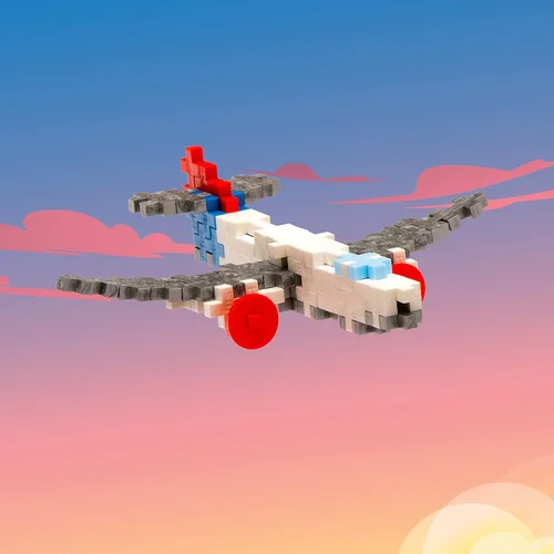 Vista 2 de Plus Plus Kit de Bloques de Construcción de Vehículos, Rompecabezas 3D STEM para Niños, 70 Piezas Interconectables - Tubo Mini Fabricante de Aviones