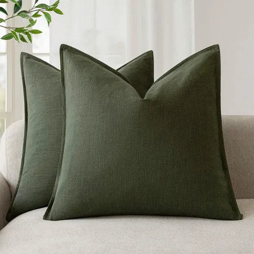 Vista 24 de Foindtower Juego de 2, Fundas Decorativas de Almohada de Lino Sólido Suaves Fundas de Cojín Europeo de Acento Estilo Granja Neutral para Silla Sofá