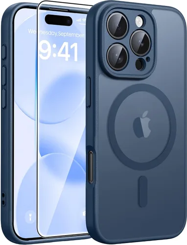 Vista 291 de FNTCASE - Funda para iPhone 16 Pro: magnética, mate, translúcida, de grado militar, protectora contra caídas, resistente, fina, duradera y a prueba