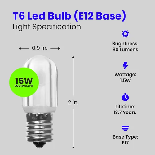 Vista 2 de Feit Electric BPT7N/SU/LED Bombilla LED no regulable, 15 W, 120 Vac, base E17 (intermedia), cálida, 80 lúmenes, color blanco