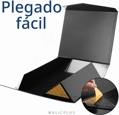 Vista 4 de Caja de regalo negra extragrande con tapa magnética, 17 x 14.5 x Negro-17