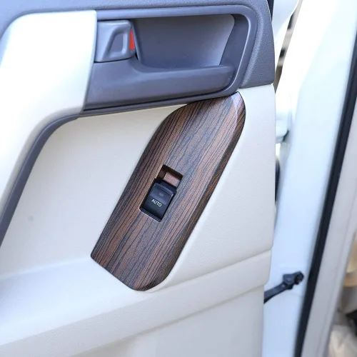 Vista 5 de Left Drive - Marco de botón de elevación de ventana de coche ABS de grano de pino para Land Cruiser Prado FJ150 150 2014-2018