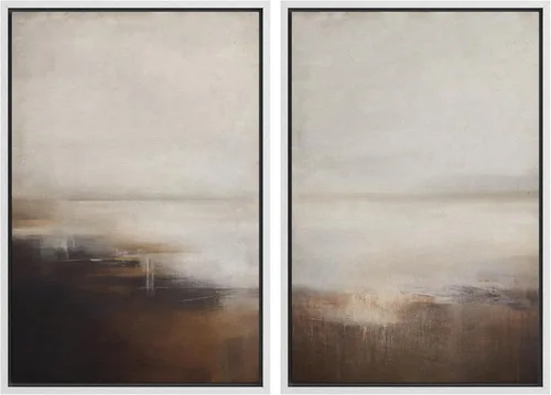Vista 94 de SIGNWIN Lienzo enmarcado para pared, ilustraciones abstractas texturizadas en tonos beige terrosos, arte moderno, decorativo, contemporáneo